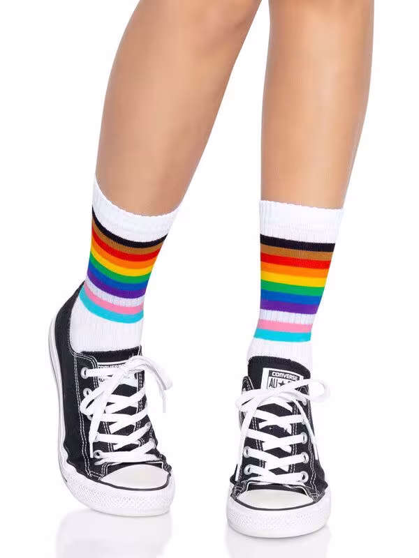 Шкарпетки жіночі в смужку Leg Avenue Pride crew socks Rainbow, 37–43 розмір — фото 3
