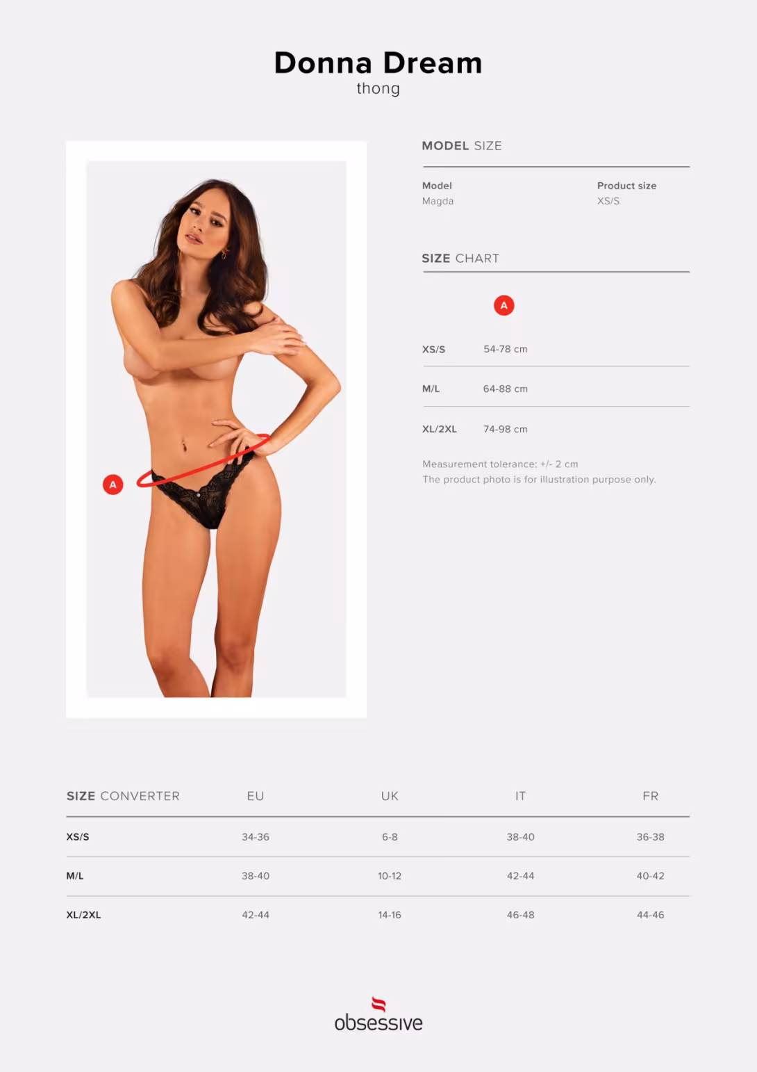 Мереживні стрінги Obsessive Donna Dream thong XL/2XL Black, низька посадка — фото 5