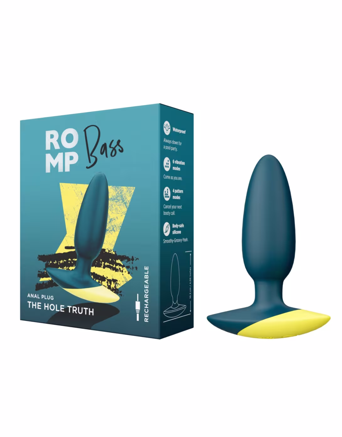 Анальна вібропробка Romp Bass Dark Green, силікон, перезаряджувана, макс. діаметр 3 см — фото 6