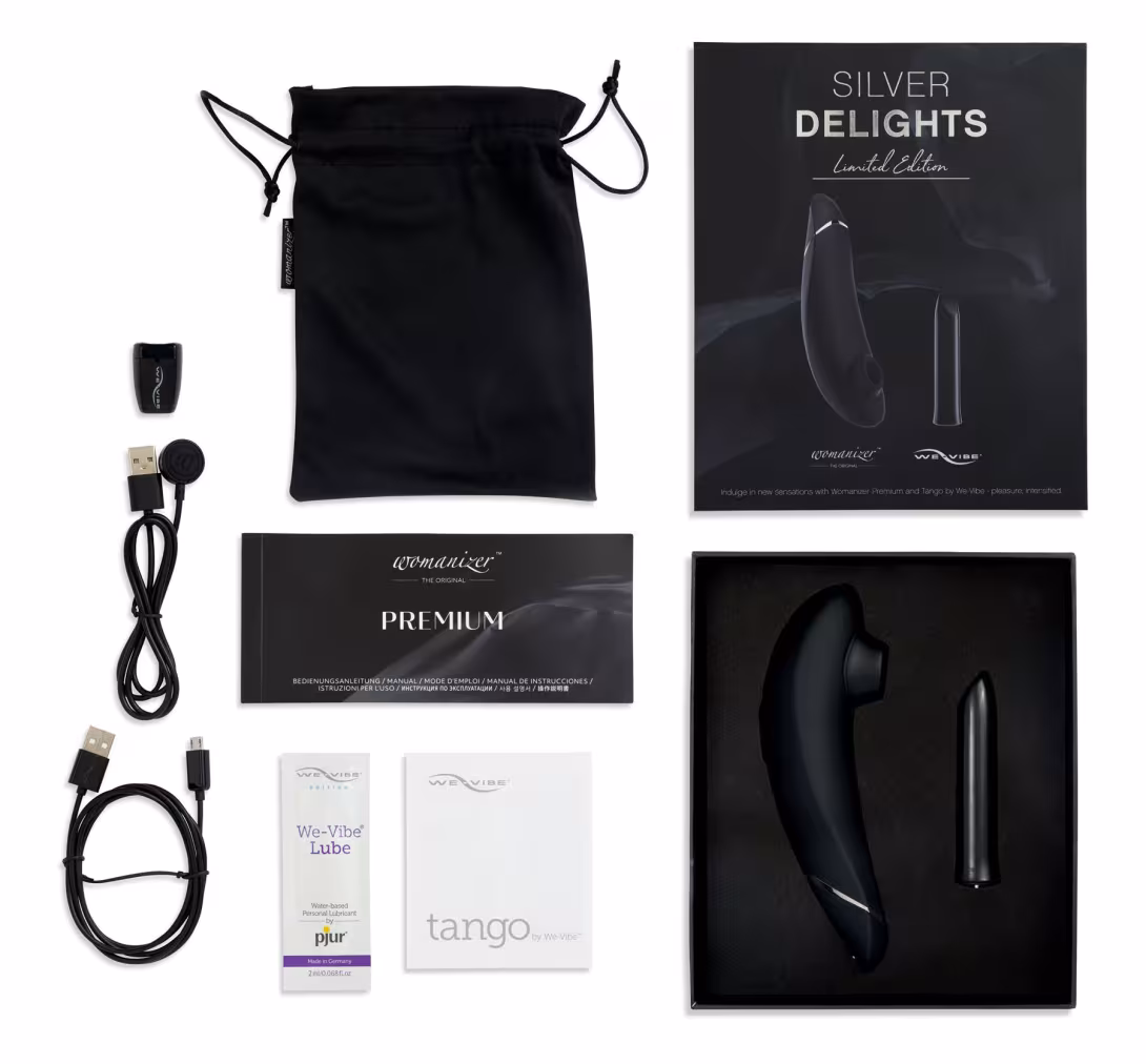 Преміальний подарунковий набір Silver Delights Collection: Womanizer Premium та We-Vibe Tango — фото 5