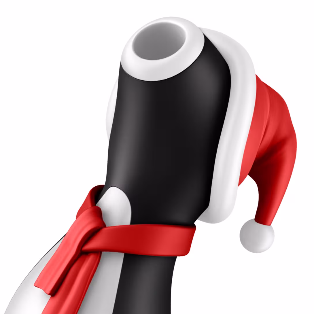 Вакуумний кліторальний стимулятор Satisfyer Penguin Holiday Edition, у шапочці та шарфі — фото 5