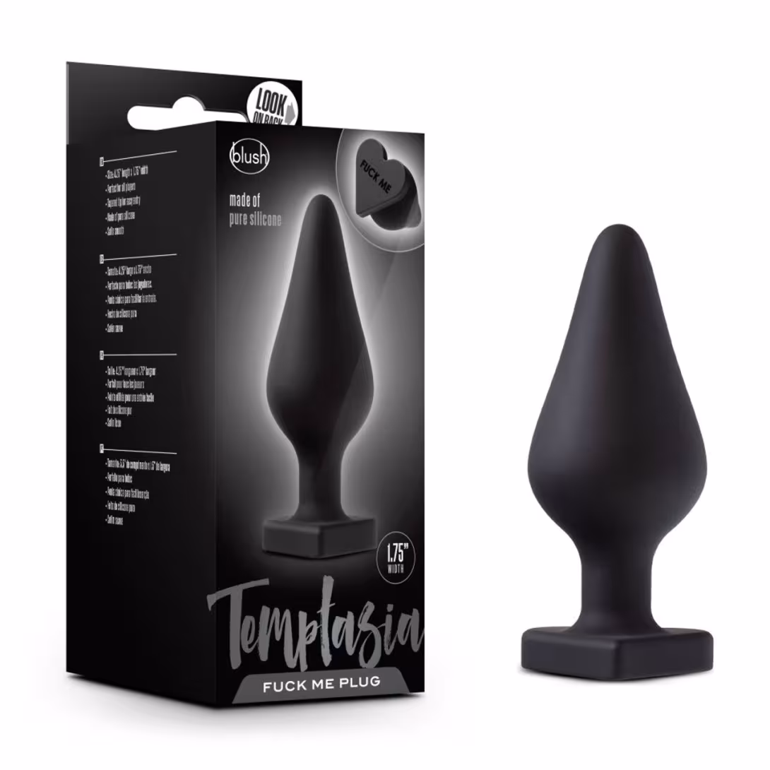Анальна пробка Blush Temptasia – Fuck Me Anal Plug – Black, основа у вигляді сердечка — фото 4