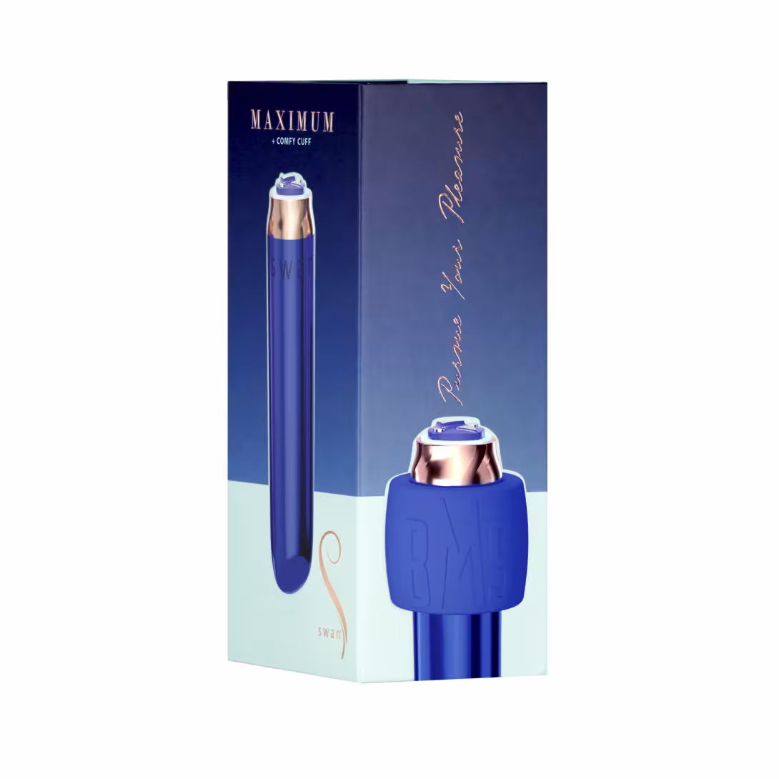 Віброкуля Swan Maximum + Comfy Cuff Blue, суперпотужна, різна інтенсивність, силіконова манжета — фото 9