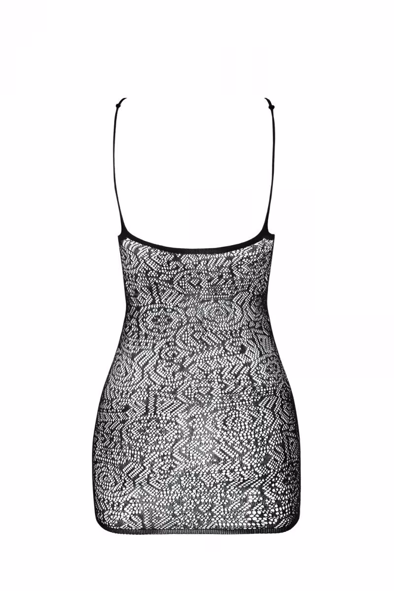 Ажурна мінісукня на тонких бретелях Passion BS096 One Size, red, плетіння на грудях — фото 4