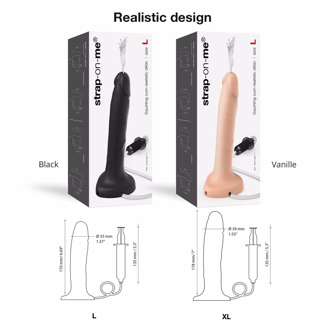 Фалоімітатор, що кінчає Strap-On-Me Squirting Cum Dildo Realistic Flash, діам. 3,9 см, силікон — фото 4
