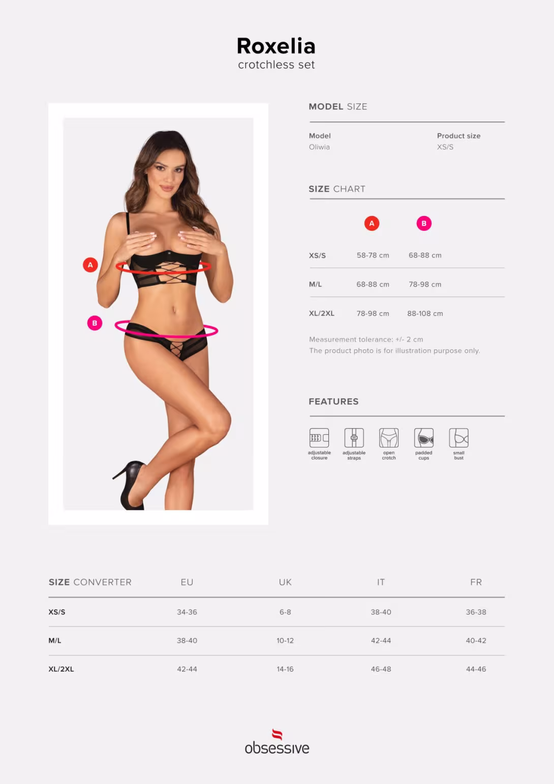 Комплект Obsessive Roxelia 2-pcs crotchless set XS/S — фото 5