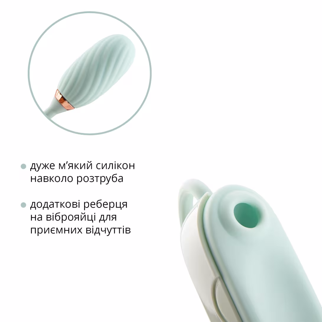 Вакуумний кліторальний стимулятор Otouch Louis Vibrate Teal з віброяйцем, у кейсі — фото 4