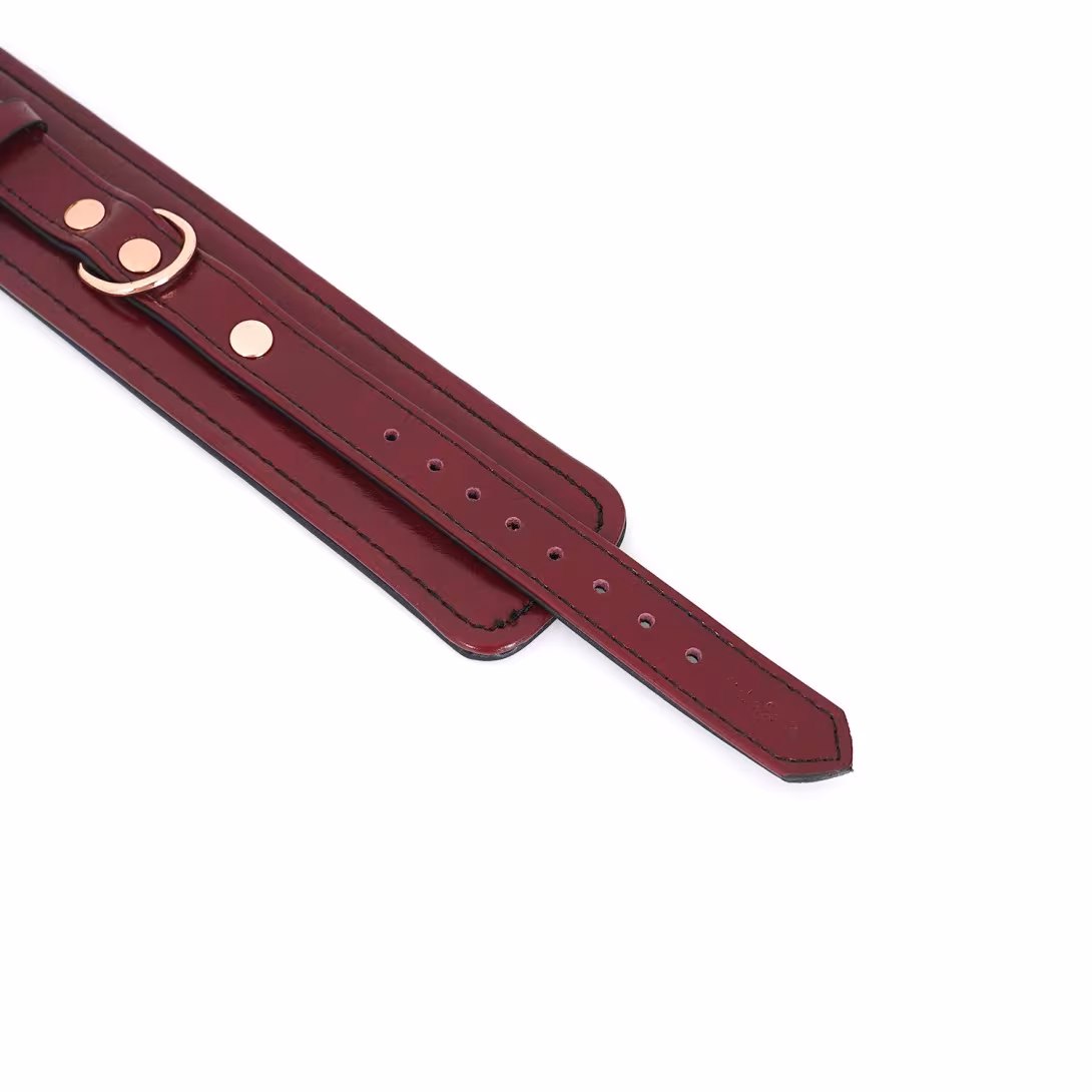 Шкіряні наручники Liebe Seele Wine Red Wrist Cuffs, знімний ланцюжок-кріплення — фото 8