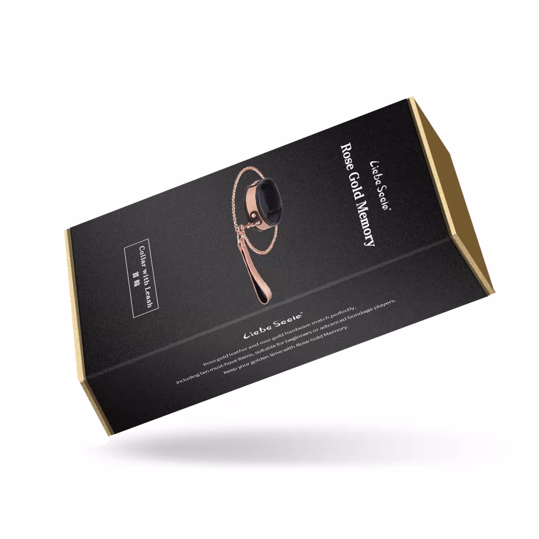 Широкий нашийник з повідцем Liebe Seele Rose Gold Memory Collar with Leash, натуральна шкіра — фото 10