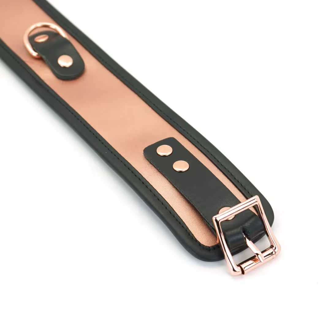 Широкий нашийник з повідцем Liebe Seele Rose Gold Memory Collar with Leash, натуральна шкіра — фото 5