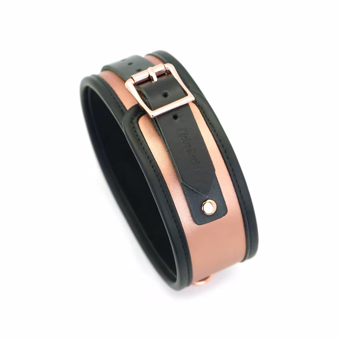 Широкий нашийник з повідцем Liebe Seele Rose Gold Memory Collar with Leash, натуральна шкіра — фото 3