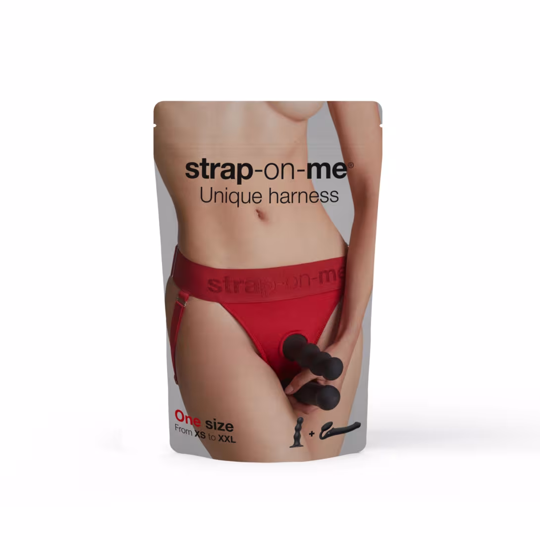 Трусики для страпона Strap-On-Me HARNAIS LINGERIE UNIQUE, One Size, червоні — фото 7