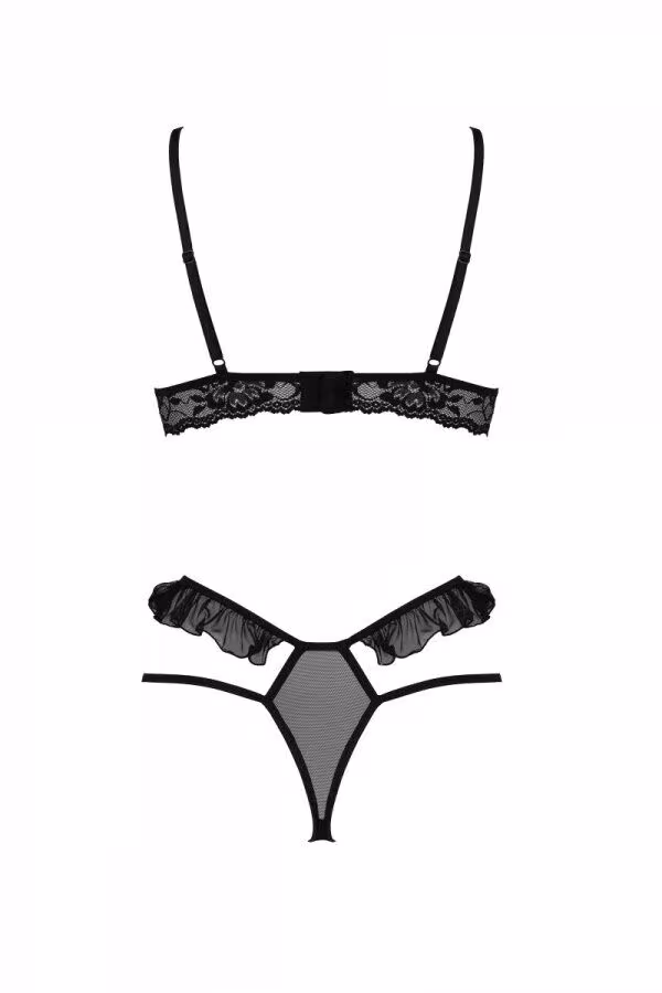 Еротичний комплект Passion DOLLY SET, L/XL, black, з відкритими чашками — фото 4