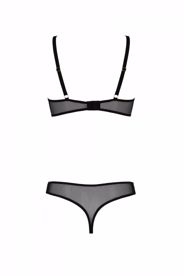 Еротичне боді Passion MARINA BODY, S/M, beige, з відкритими чашками — фото 4
