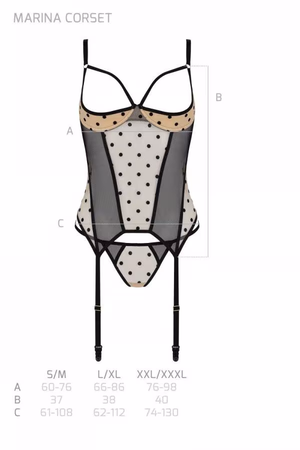 Корсет Passion MARINA CORSET, XXL/XXXL, beige, з відкритими чашками — фото 5