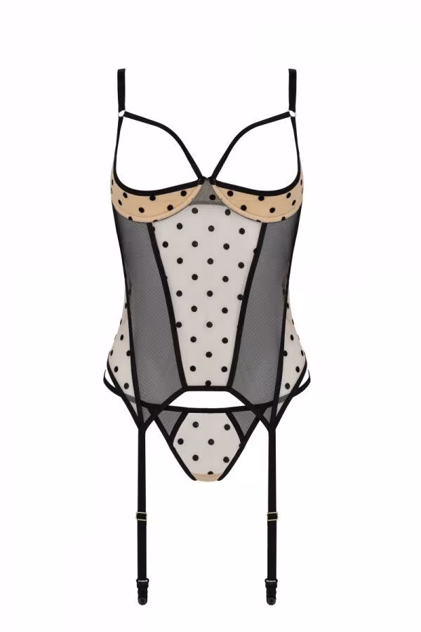Корсет Passion MARINA CORSET, XXL/XXXL, beige, з відкритими чашками — фото 3