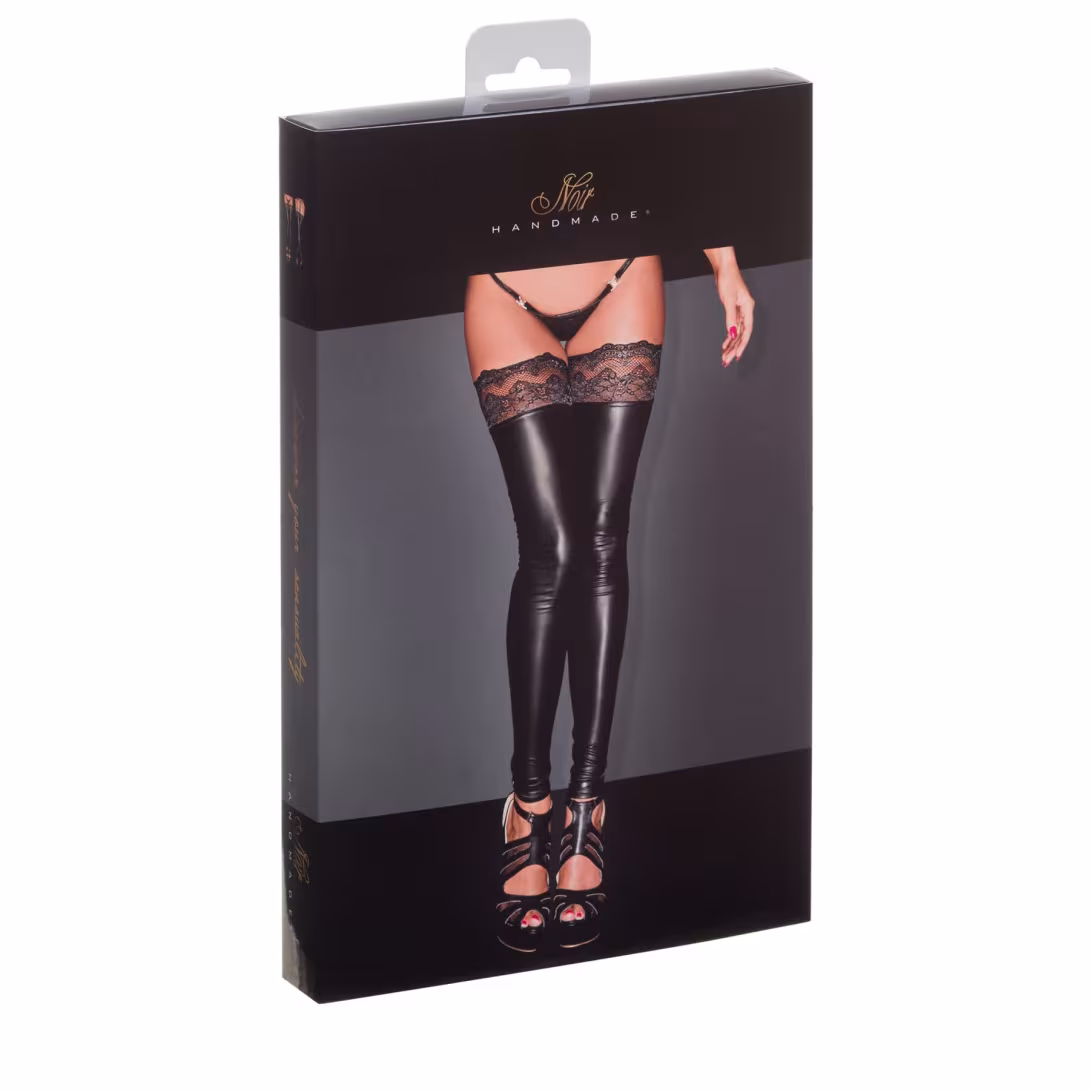 Панчохи з мокрим ефектом Noir Handmade F135 Powerwetlook stockings, L, без мисків — фото 5
