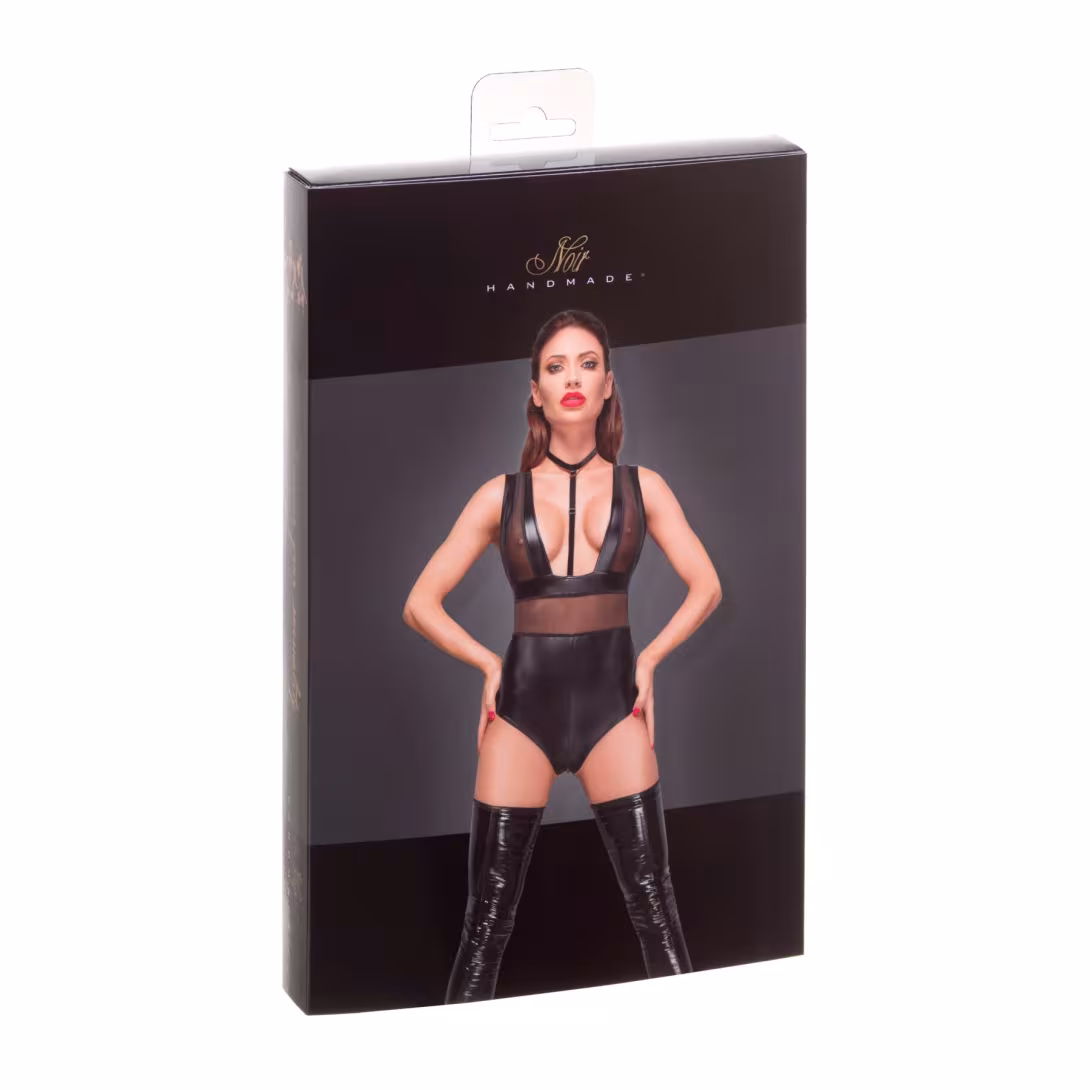 Боді з мокрим ефектом Noir Handmade F183 Powerwetlook body, S — фото 4