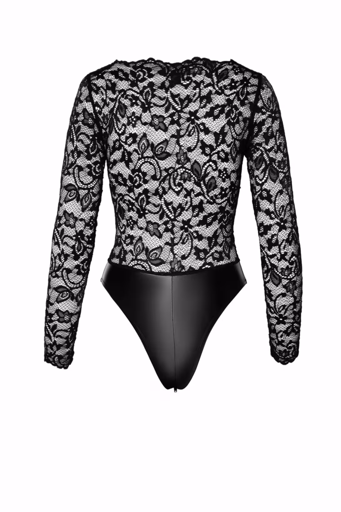 Боді Noir Handmade F296 Psyche, 3XL, мереживо, довгий рукав, низ під латекс, з доступом — фото 7