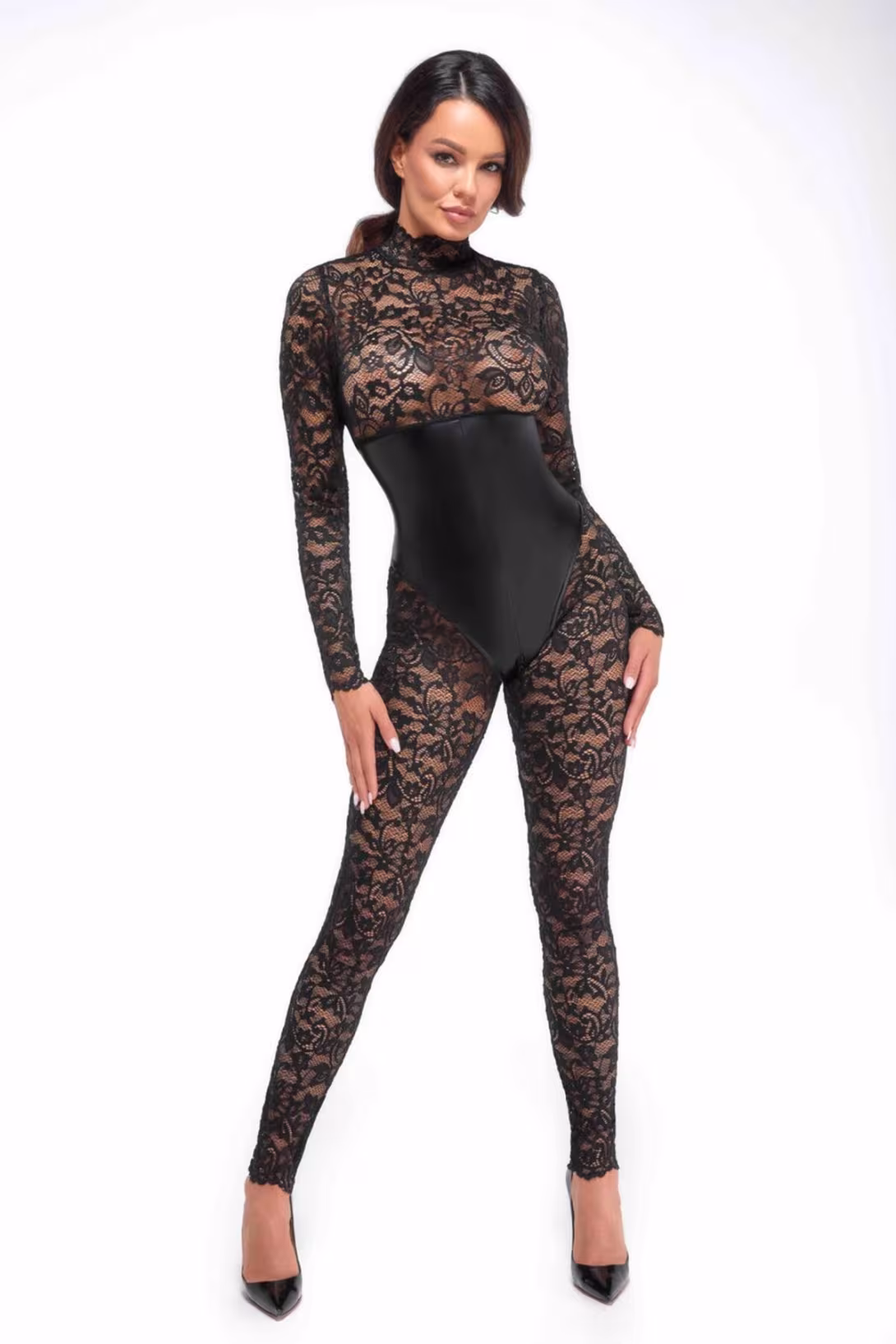 Комбінезон Noir Handmade F299 Enigma, XL, мереживо, довгий рукав, імітація корсета, доступ — фото 4
