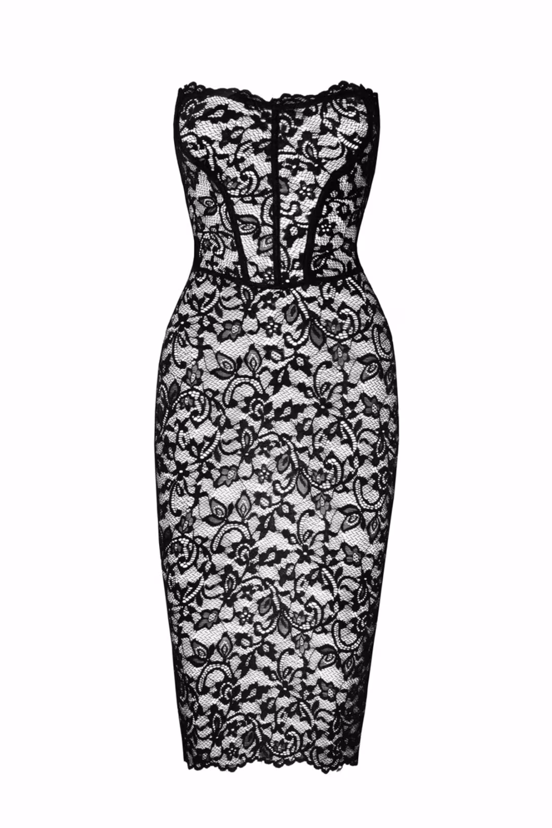Сукня Noir Handmade F301 Catalyst, XXL, black, міді, мереживо, відкриті плечі, шнурівка на спині — фото 5