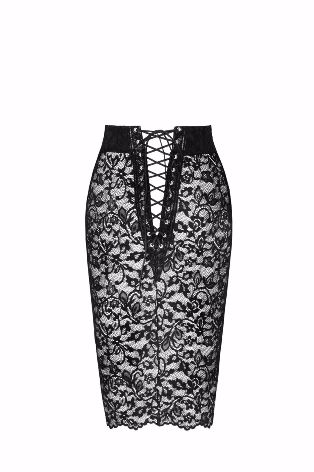 Спідниця Noir Handmade F302 Ambivalence, L, black, мереживо, довжина за коліна, шнурівка ззаду — фото 7
