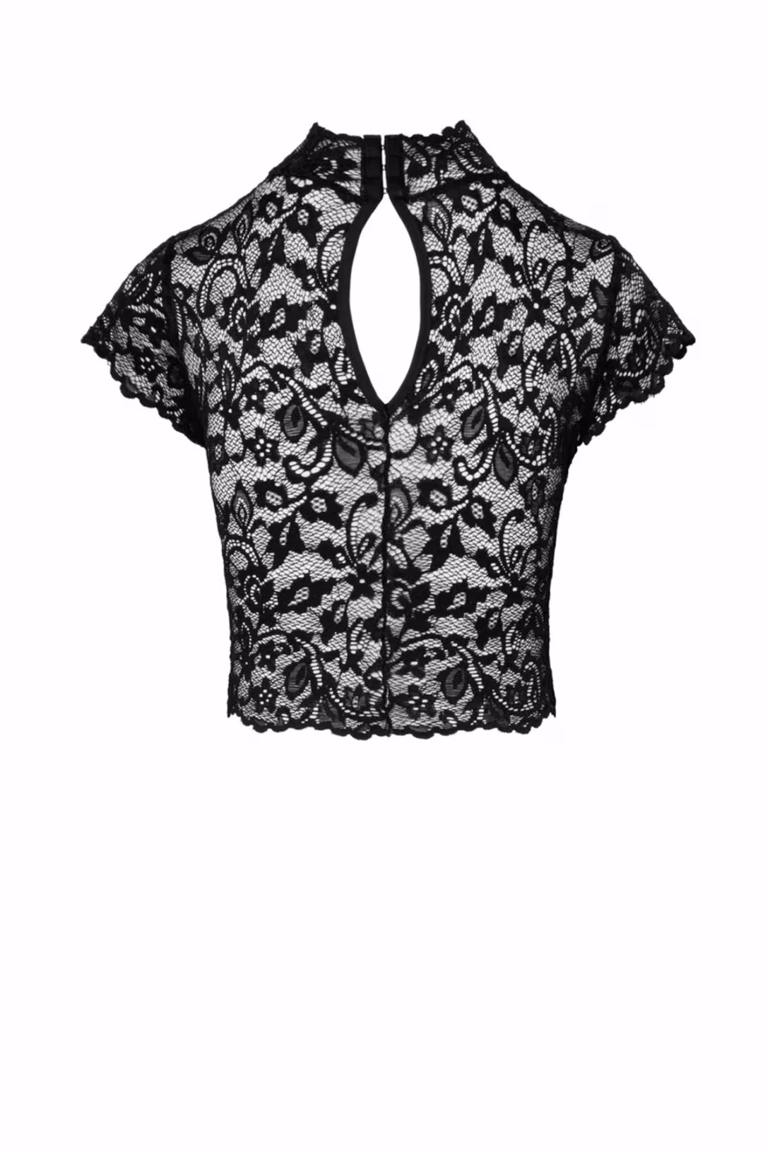 Топ Noir Handmade F303 Essence, 3XL, black, мереживний, короткий рукав, комір-стійка — фото 5