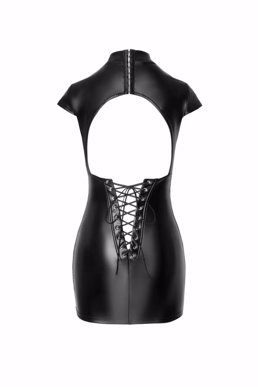 Сукня Noir Handmade F309 Fantasy, S, black, міні, під латекс, короткий рукав, шнурівка ззаду — фото 5