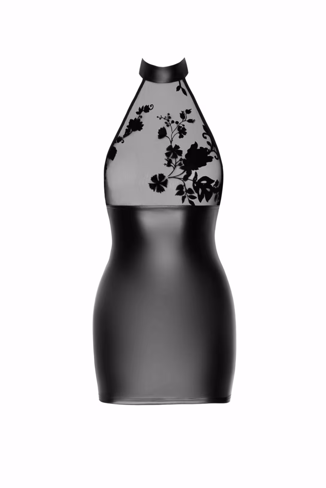 Сукня Noir Handmade F311 Eros, XXL, black, міні, спідниця під латекс, верх — сітка, відкрита спина — фото 4
