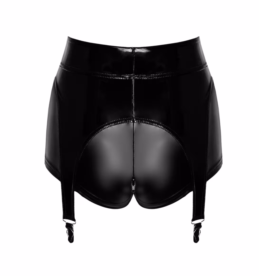 Шортики Noir Handmade F325 Glam, XL, black, вініл, висока талія, кріплення для панчіх, з доступом — фото 7