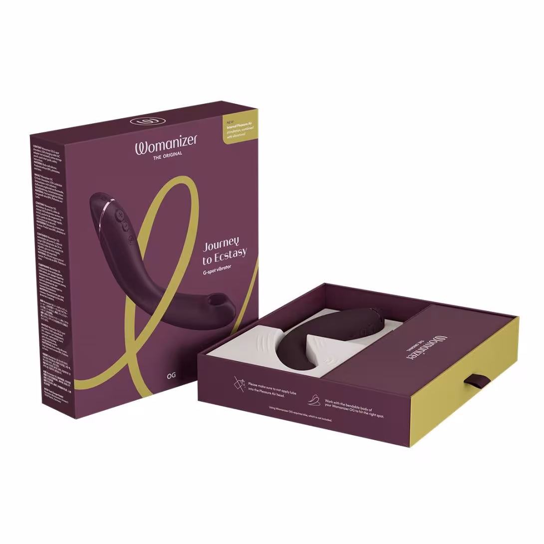 Вакуумний стимулятор для точки G та клітора з вібрацією Womanizer OG Aubergine, 12 рівнів, 3 режими — фото 8