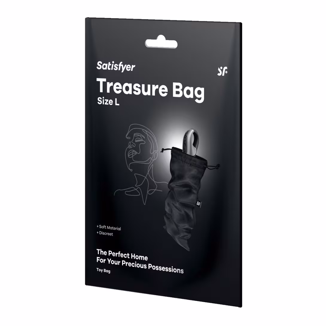 Мішечок для секс-іграшок Satisfyer Treasure Bag L, чорний, на шнурку — фото 3