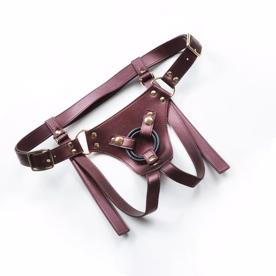 Трусики для страпона Strap-On-Me Harness Generous Blue, One Size, штучна шкіра, регульовані ремені, змінні кріплення для дилдо