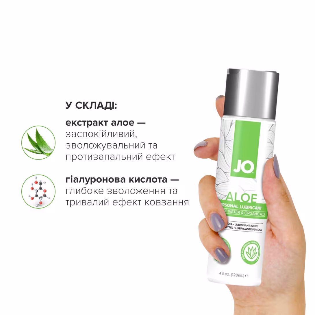 Змазка на водній основі JO H2O Organic Aloe (120 мл), зволожувальний та заспокійливий ефект — фото 3