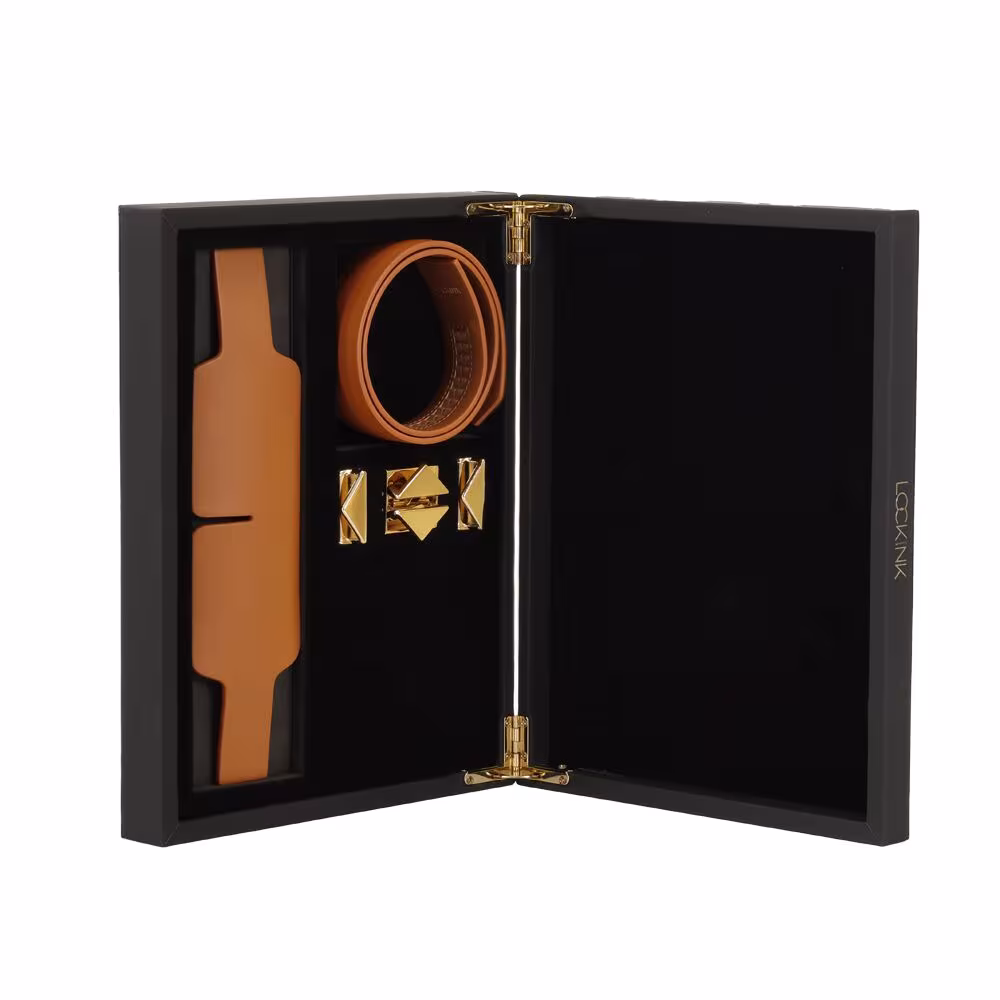 Маска на очі LOCKINK Blindfold Kit, коричнева, натуральна шкіра, регульований обсяг — фото 6
