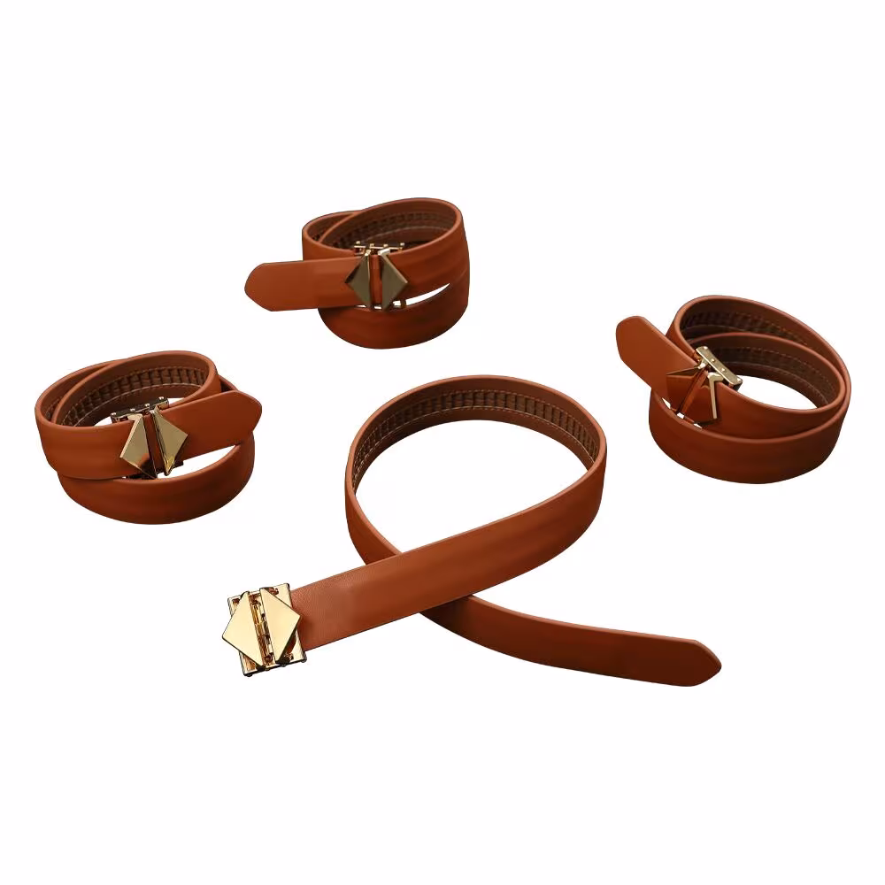 Набір фіксаторів для рук та ніг LOCKINK Hogtie Set, коричневий, ремені з натуральної шкіри — фото 4