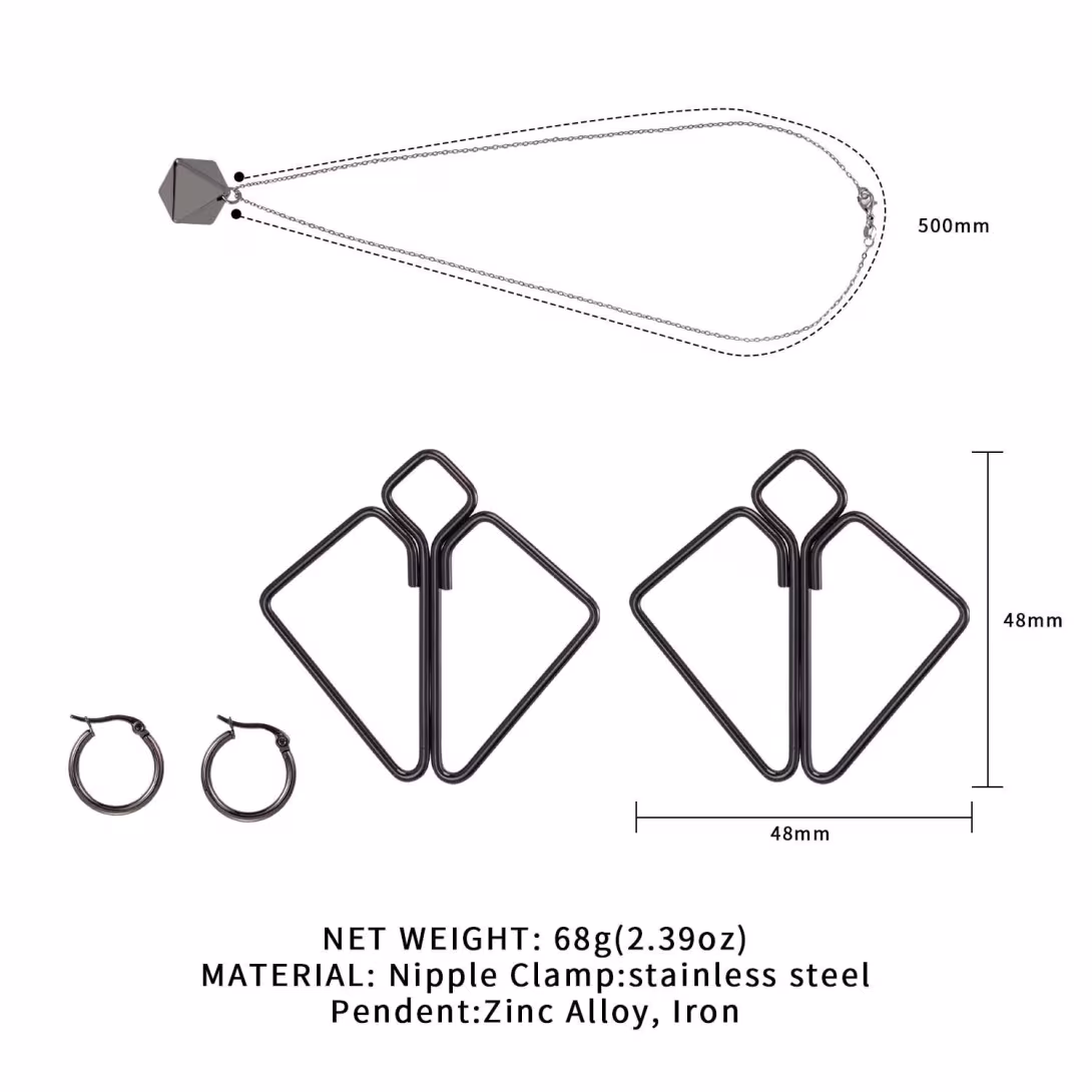 Затискачі для сосків з важкою підвіскою LOCKINK Nipple Clamps with Heavy Pendant, сріблясті — фото 7