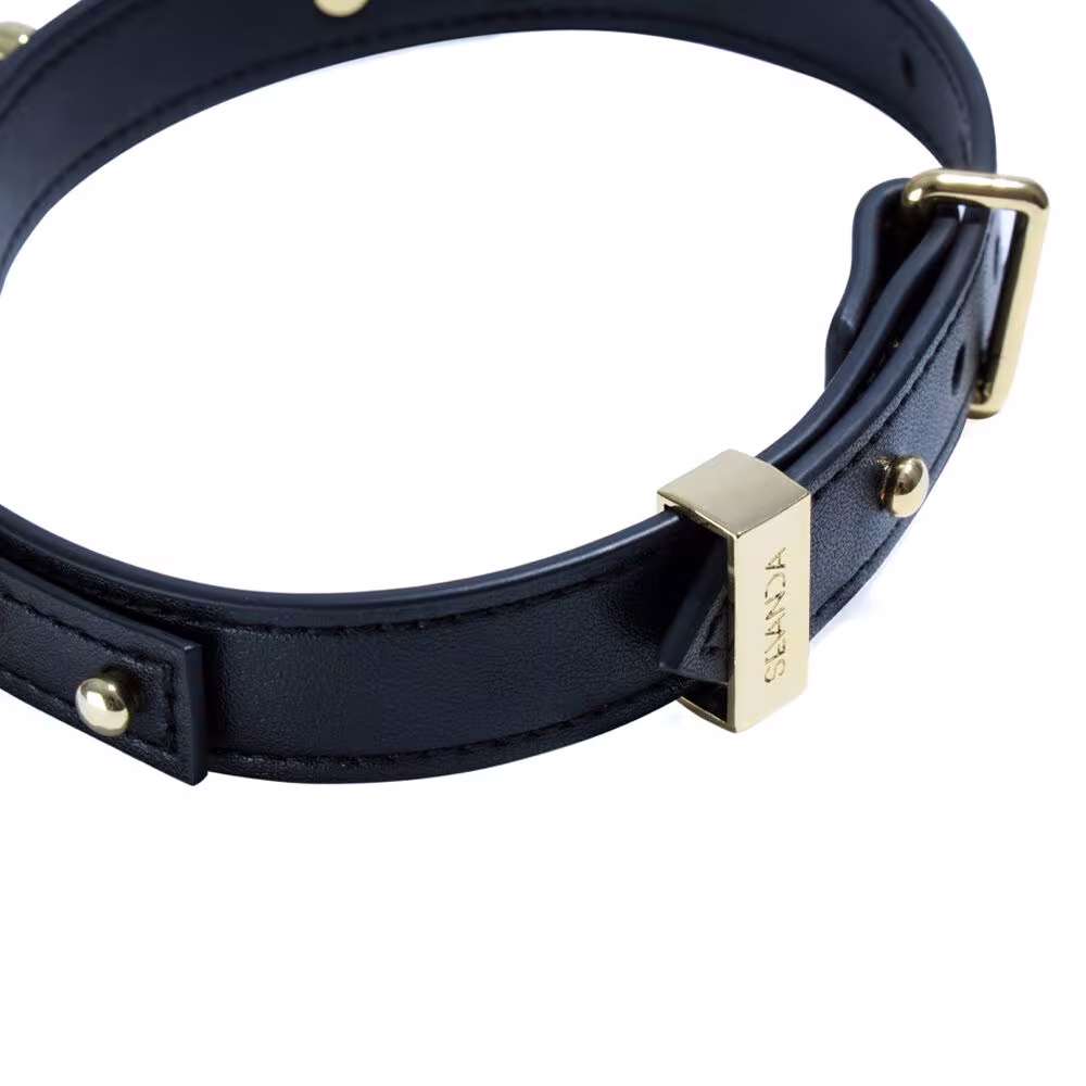 Нашийник LOCKINK Dark DIY Alphabet Collar, чорний, штучна шкіра, букви зі стразами — фото 4