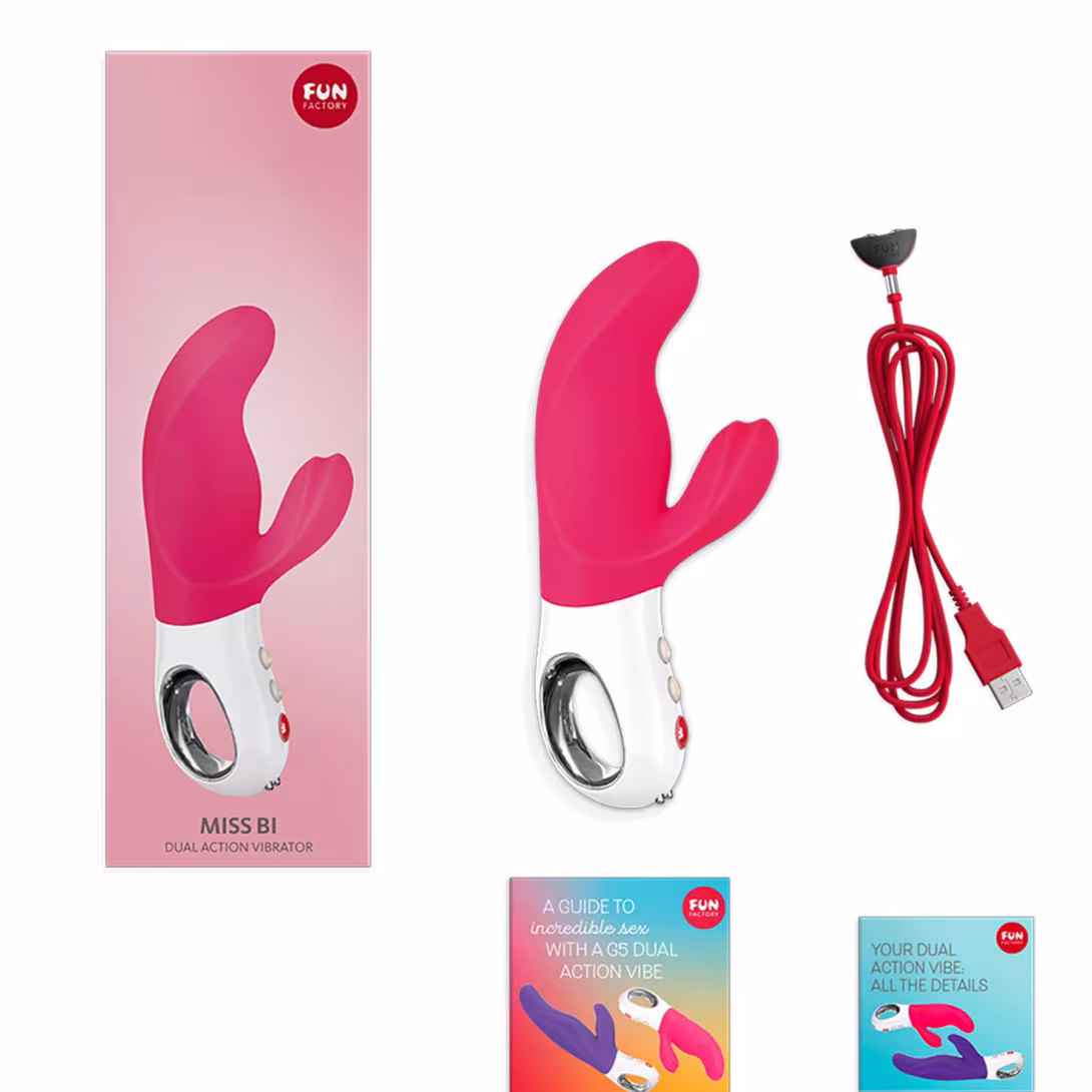 Вібратор-кролик Fun Factory MISS BI pink/white, 2 незалежні мотори, діаметр 4,2 см — фото 7