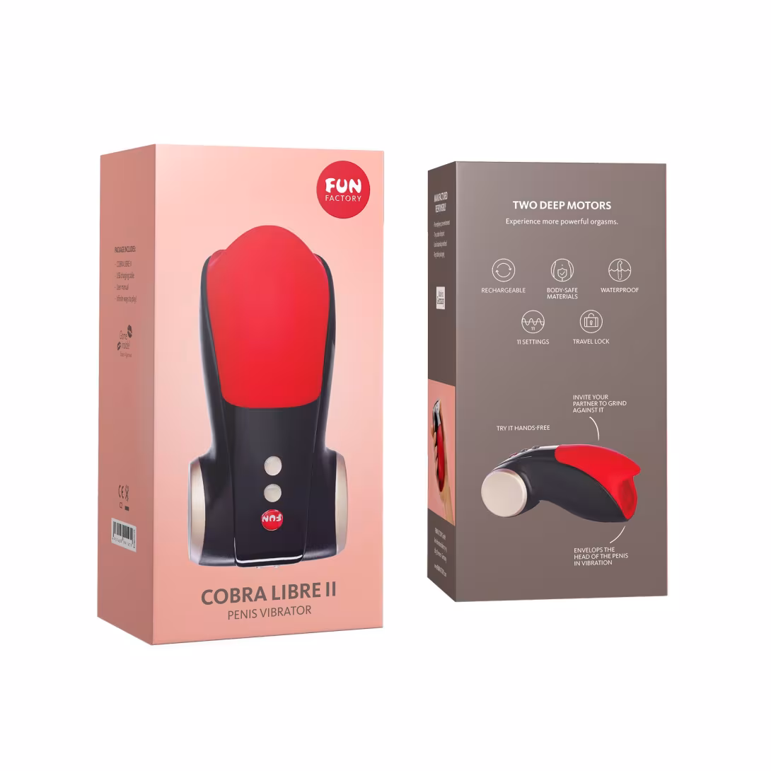 Мастурбатор для головки пеніса Fun Factory COBRA LIBRE II black/red, 2 мотори, гра без рук — фото 6