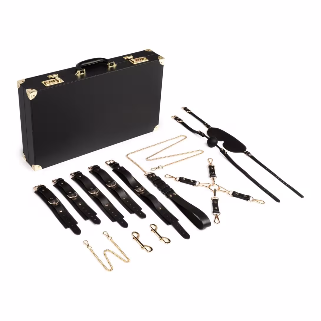 Набір для BDSM Bedroom Fantasies: Bondage Suitcase 13 Pcs - Cow Leather — фото 2