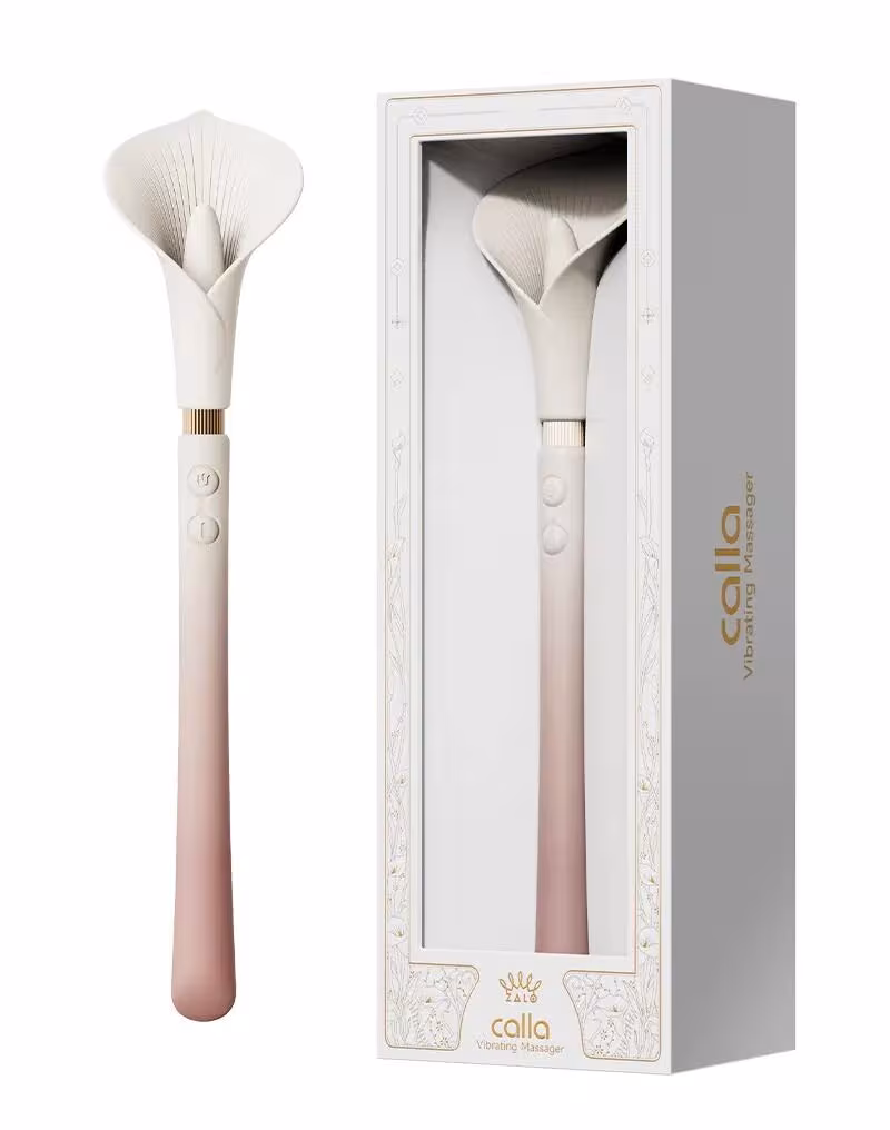 Розкішний вібромасажер Zalo – Calla Blossom Pink, двосторонній, 2 мотори — фото 8
