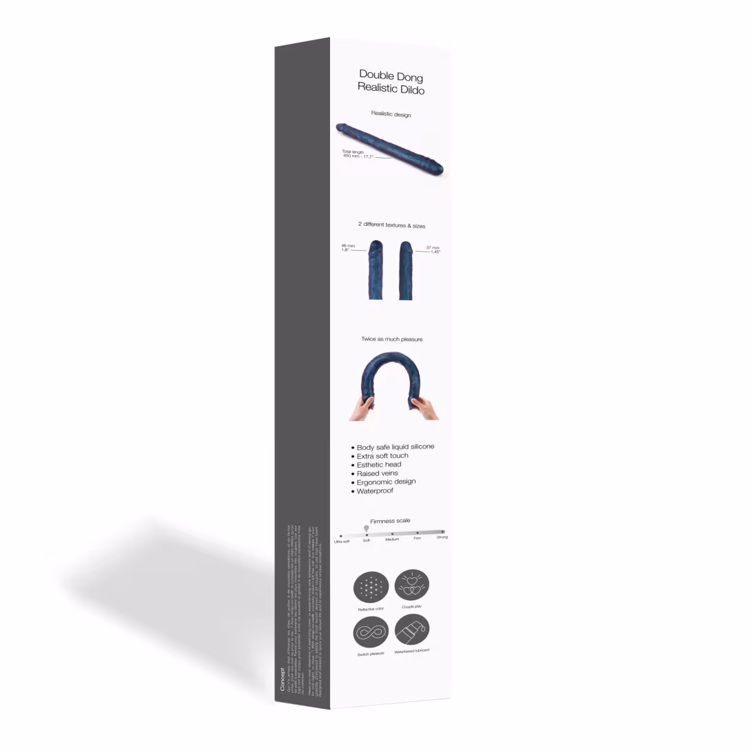 Фалоімітатор подвійний Strap-On-Me DOUBLE DONG REALISTIC DILDO - SNAKY METALLIC COLOR — фото 4