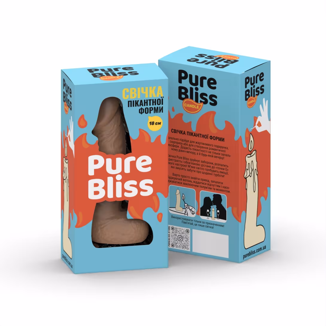 Свічка у вигляді члена Pure Bliss BIG Brown 18 см — фото 7