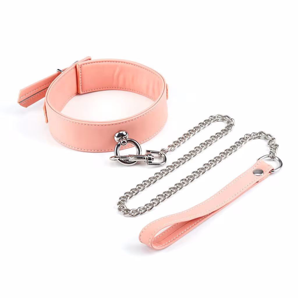 Нашийник з повідцем Liebe Seele Dark Candy Pink Collar with Leash, повідець на карабіні