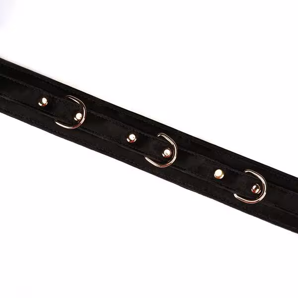 Нашийник з повідцем Liebe Seele Boudoir Amor Collar with Leash Black, три кільця — фото 4