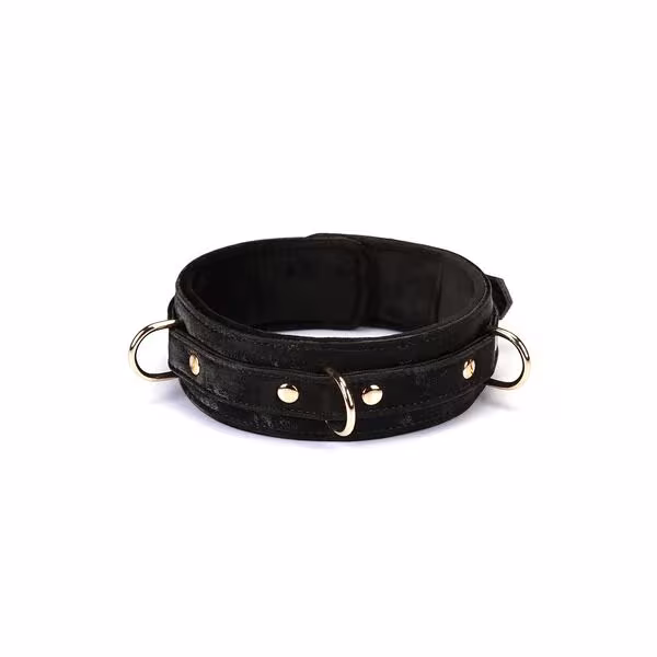 Нашийник з повідцем Liebe Seele Boudoir Amor Collar with Leash Black, три кільця — фото 3