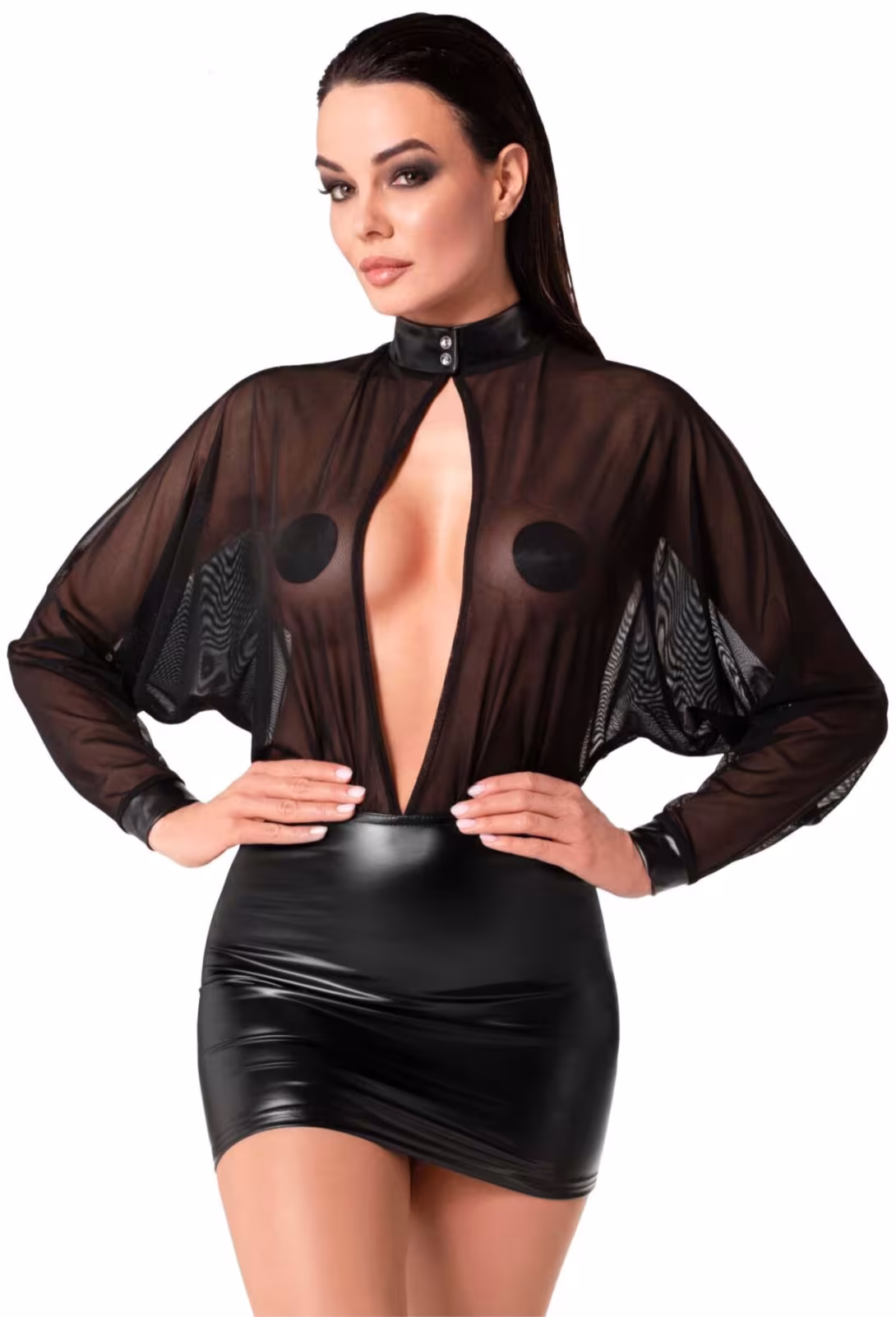 Сукня Noir Handmade F348 Powerwetlook and tulle dress - L