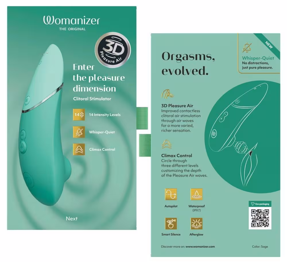 Вакуумний кліторальний стимулятор Womanizer Next Sage, 3D Pleasure Air, 14 рівнів інтенсивності — фото 11