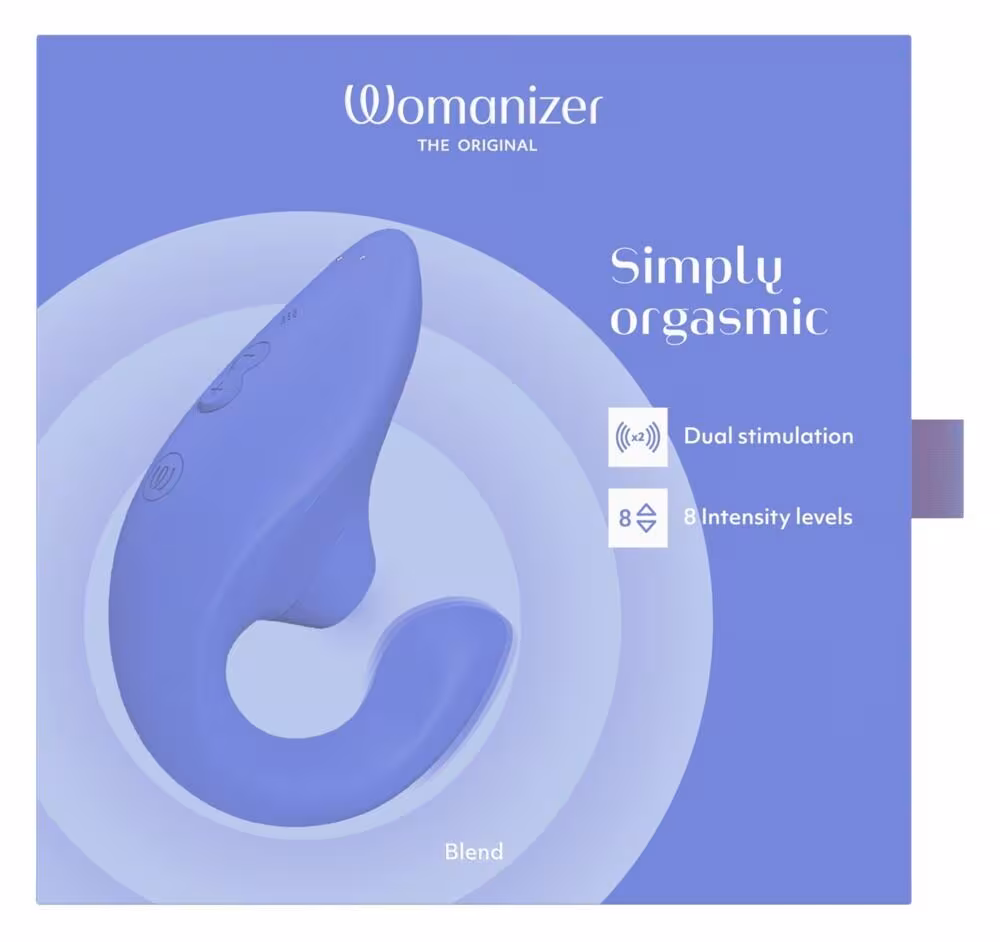 Вагінально-кліторальний стимулятор Womanizer Blend Vibrant Blue, вібрація + вакуум, 2 мотори — фото 7